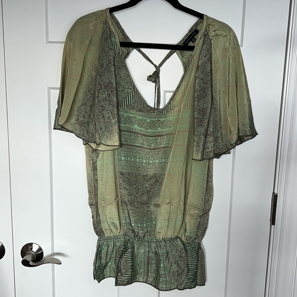 NWOT Karma Highway Paisley Print Tie Back Elastic Waist Top